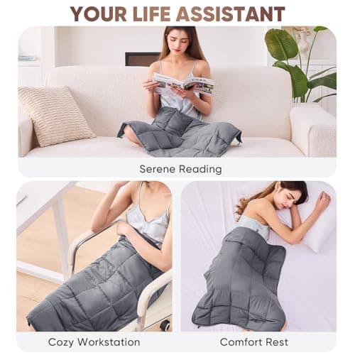 Weighted Lap Blanket for Adults 5lbs, 24"x29" Cooling Heavy Throw Blanket, Portable Travel Weighted Blankets, Soft Small Blankets Gift for Sleeping, Grey 6