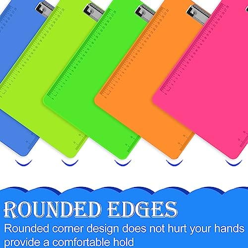 HERKKA 15 Pack Plastic Clipboards, Assorted Color, Low Profile, Standard A4 Letter Size 5