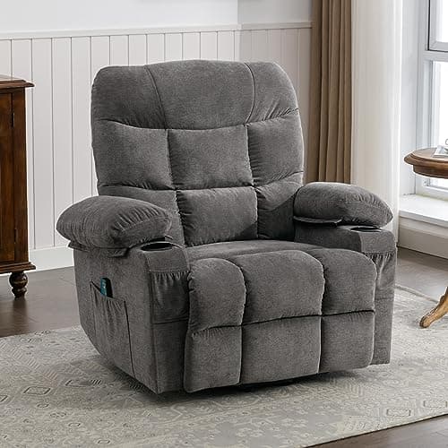 BOSMILLER Power Lift Recliner Chair for Elderly with Heat and Vibration Massage Recliner Chair with USB Charge Port for Living Room- Infinite Position, Side Pocket, Regular, Grey