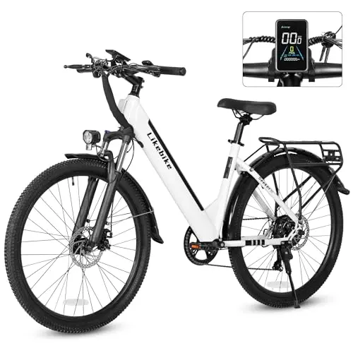 Likebike Seeker S 26" Electric Bike for Adults, UL 2849 Certified, Step-Thru Electric Bicycle with 350W Motor, 36V 9Ah Removable Battery, 20MPH City Commuter Ebike with 7-Speed & Front Suspension