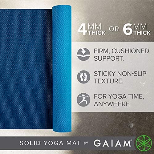 Gaiam Solid Color Yoga Mat, Non Slip Exercise & Fitness Mat for All Types of Yoga, Pilates & Floor Exercises 2