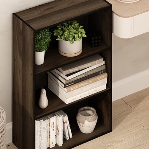 Furinno PASIR Book Shelf, 3-Tier Bookshelf, Storage Shelves Bookcase, 9.7 x 23.7 x 31.5, for Living Room, Bedroom, Home Office, Columbia Walnut 8