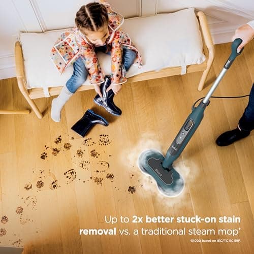 Shark Steam & Scrub All-in-One Scrubbing and Sanitizing Hard Floor Steam Mop, 2 Steam Modes, 2 Dirt Grip Soft Scrub Pads Included, XL Removable Water Tank, Swivel Steering, Teal, S8002BRN 5