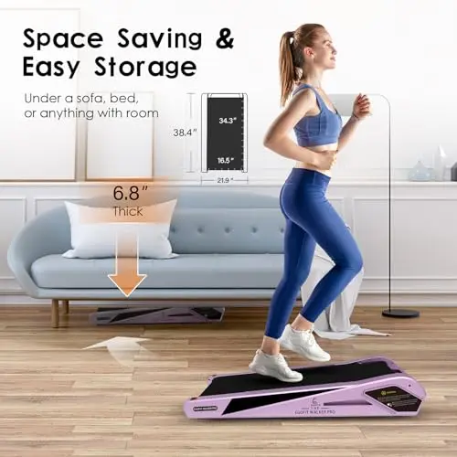 Egofit Walker Pro M1 Sakura Pink Smallest Under Desk Electric Walking Treadmill for Home, Small & Compact Treadmill to Fit Desk Perfectly and Home & Office with APP & Remote Control 6