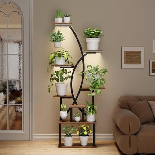 Kavlium Plant Stand Indoor,8-Tier 65 inch Tall Plant Shelf for Indoor Plants with Grow Light, Plant Shelf with Adjustable Brightness & Timer,Modern Metal Plant Display Rack for Living Room/Patio 3