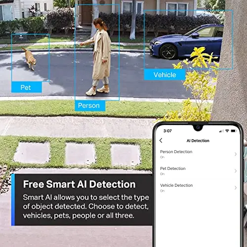 Tapo ColorPro Wi-Fi Outdoor Camera | Plug-in | Daylight Clarity at Night | 2K QHD | Person/Pet/Vehicle Detection | Local/Cloud Storage | 127° FOV | Built-in Siren C325WB 6