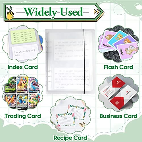 SHANGRLA 3x5 Index Card Holder Binder - Card Organizer for Note Cards, Flash Cards, and Recipe Cards, 90 Card Sleeves - Stores up to 180 Index Cards, Indexcard Notecard Storage Solution 8