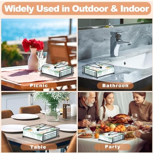 LAIHIFA Napkin Holder for Table & Kitchen - Modern Flat Napkin Dispenser for Home & Outdoor Dining, Paper Napkin Holders with Weighted Arm for Easy Access - Keep Your Dining Area Tidy and Organized 5