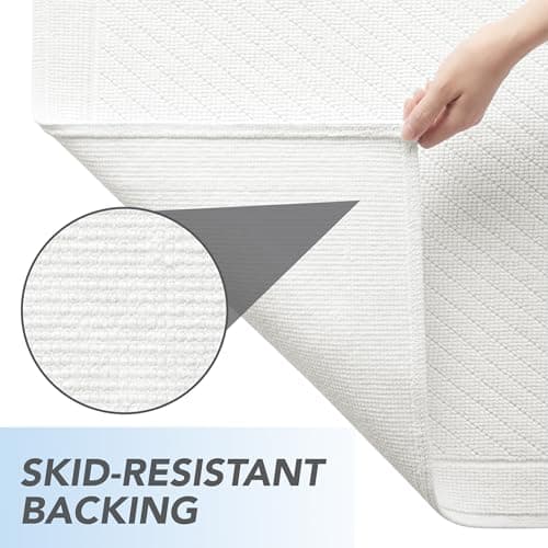 Arkwright 100% Cotton Bathroom Rug - High Absorbent Stylish Textured Woven Design Bath Mat, Slip Resistant Backing for Shower and Bathtub Floor, 20x32 in - White 4