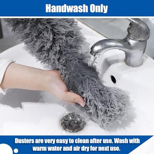 Wlich Feather Duster with 30-100 Inches Adjustable Long Pole,Extendable Feather Duster for Cleaning Ceiling Chandelier,Furniture, Blinds and Furniture 5