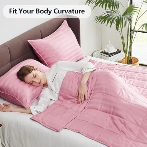 Weighted Blanket Queen/King Size (80"x87" 25lbs),Ultra Soft and Cozy Cooling Weighted Blanket for Adult,Heavy Blanket with Machine Washable Soft Blanket, Pink 5