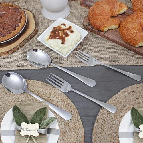 Cornucopia Brands Serving Spoons & Large Serving Forks Set (4 pack, 2 of each); Buffet & Banquet Style Elegant Classic Serving Utensils 8