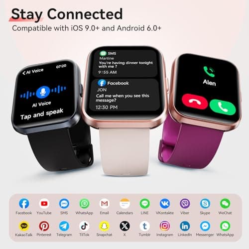 Smart Watches for Women, 1.85" HD Alexa Smart Watch for Android Phones & iPhones with Calls/Messages/Reminders, 3ATM 120+ Sport Modes Fitness Tracker Watch for Women with Heart Rate/Sleep/SpO2 Monitor 5