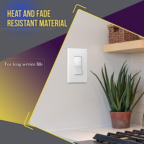 ENERLITES Decorator Paddle Rocker Light Switch, Gloss Finish, Single Pole, 3 Wire, Grounding Screw, Residential Grade, 15A 120V/277V, UL Listed, 91150-W-10PCS, White (10 Pack) 5