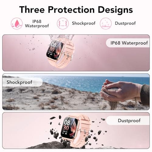 Smart Watch for Men Women, 1.85" HD Fitness Tracker with Bluetooth Calls/Messages, IP68 Waterproof, 115+Sports Modes, 24/7 Heart Rate/Sleep Fitness Watch Compatible with iOS/Android, Lotus Root Pink 8
