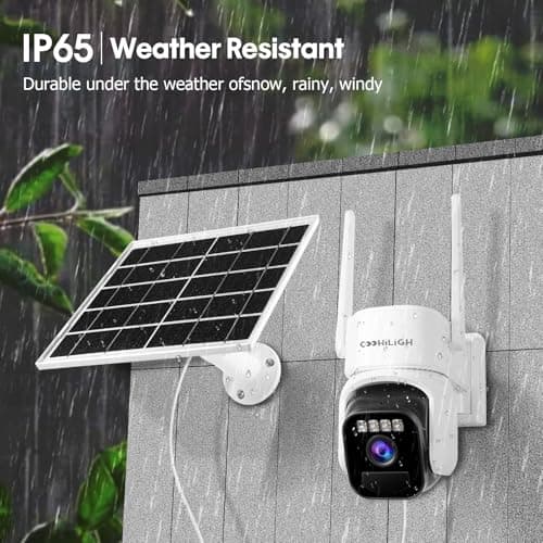 COOHILIGH 4G LTE Cellular Solar Powered 3MP 2K No WiFi Security Camera,PTZ Wireless Outdoor 360° View, PIR Motion Detection, Color Night Vision, 2 Way Talk, Built in SIM Card 8