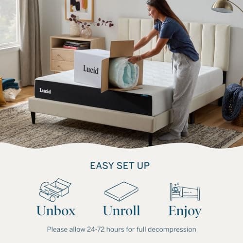 Lucid 4 Inch Memory Foam Mattress Topper, Twin XL Size – Cooling Gel Bed Topper – Preassure-Relieving Ultra Plush Feel – Ventilated Breathable Design – CertiPur Certified - Dorm Room Essentials 5