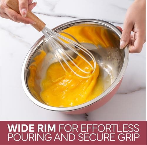 COOK WITH COLOR Stainless Steel Mixing Bowls Set - Nesting Bowls, 6 Pieces, Rose 5