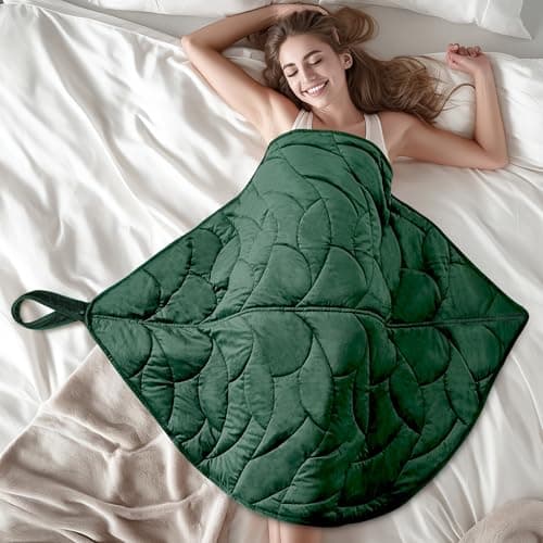 KAWBIYJ 7 Lbs Weighted Lap Blanket - Gifts for Mom Women Wife Girlfriend, Cozy Luxury Velvet Small Weighted Blankets,Portable Travel Blankets for Adults,All-Season Blanket Relaxation Gift,40x70,Green