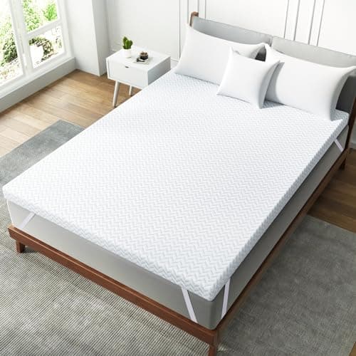 Maxzzz 2 Inch Gel Memory Foam Mattress Topper King Size High Density Bed Mattress Pad Pressure Relief Bed Topper with Remover Soft Cover, Certipur-Us & Oeko-Tex Certified White 7