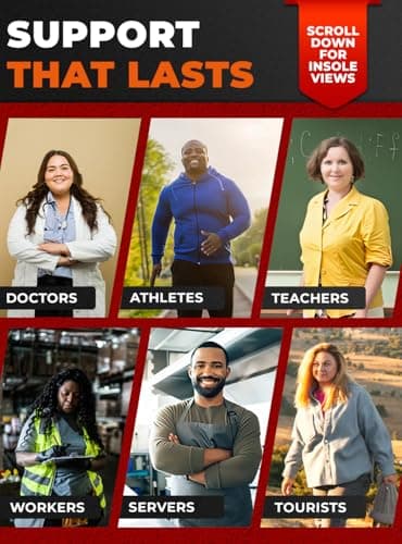 CRUVHEAL 220+ lbs Plantar Fasciitis High Arch Support Insoles Men Women - Orthotic Shoe Inserts - Boot Work Shoe Insole (M, Black) 6