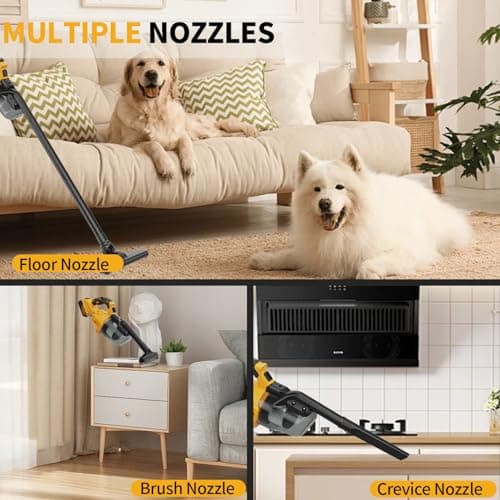 Cordless Vacuum for DE-Walt 20V Battery, 5-in-1 Handheld Electric Vacuum Cleaner with 500W Powerful Motor, 46 CFM Portable Hand Vacuum with HEPA Filter for Car, Carpets, Furniture (Tool Only) 6