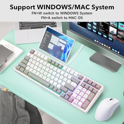 HUO JI Z-99 Wired Mechanical Keyboard, Creamy Sound, Hot Swappable Pre-lubed Linear Switches, Gasket Structure with Sound Dampening Foam, RGB Backlit, 99 Keys Custom Gaming Keyboard for PC/Mac,Gray 6