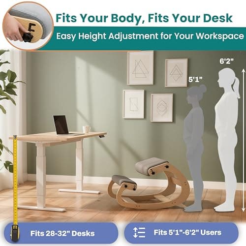 NYPOT Ergonomic Kneeling Chair with Adjustable Seats - Knee Chair for Posture Correction & Kneel Rocking Stool for Desk - Back Pain Relief for Home and Office, Supports 250 pounds - 5 Years Warranty 5