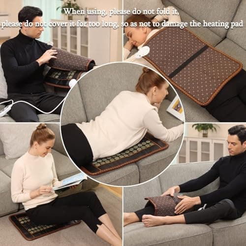 Far Infrared Heating Pad,Natural Jade and 2 Different Tourmaline Heating Pad,Electric Heating Pads for Back Neck Shoulders and Abdomen,Auto Shut Off Function,Christmas Gifts for Women Men 23.6" X15.7" 6