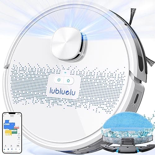 Lubluelu Robot Vacuum and Mop Combo,4000Pa 2 in 1 Robotic Vacuum Cleaner,LiDAR Navigation,5 Smart Mappings,10 No-go Zones,WiFi/App/Alexa,Mop Vacuum Robot for Pet Hair,Carpet,Hard Floor-Snow White