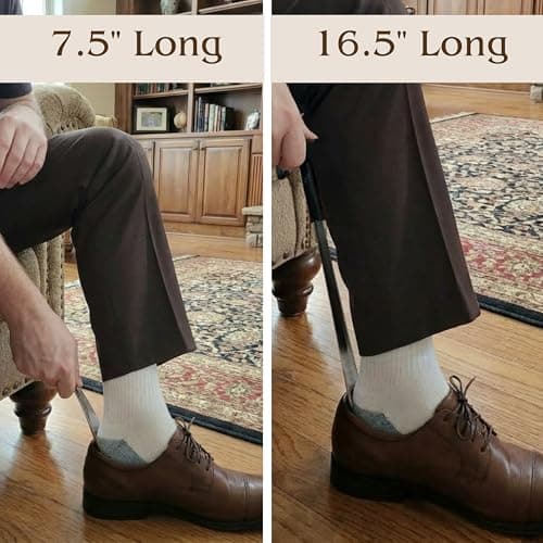 FALKON Shoe Horn Long Handle for Seniors & Elderly - 2 x 16.5” Stainless Steel Shoehorns + 7.5” Travel Shoe Horn, Metal Shoe Horns, 3 Pack 5