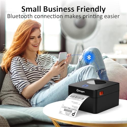 Mvgges Bluetooth Thermal Shipping Label Printer, 4x6 Label Printer for Shipping Packages, Support Windows, Mac, iOS, iPhone, Android, Used for Amazon, Ebay, Shopify, Etsy, UPS, USPS, Matte Black 7