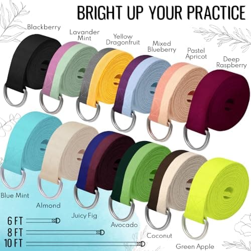 TECEUM [New 2022] Yoga Strap – 100% Cotton – 6 ft 8 ft 10 ft (6+ Colors) – Adjustable Non-Slip Belt for Daily Yoga, Pilates, Stretching, Physical Therapy, Fitness & Home Workout – for All Levels 7