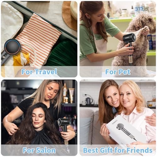 Portable Ionic Hair Dryer with High-Speed Brushless Motor – Small, Lightweight, Low Noise Blow Dryer with Travel Bag – Fast Drying Hairdryer for Women and Men 8