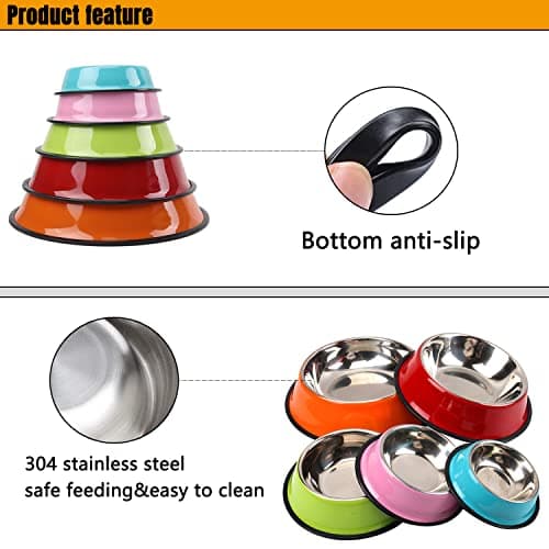 Personalized Name for Cat Dog Stainless Steel Colored Pet Puppy Cat Bowl Non-Slip Durable Pet Bowl Feeder Feeding Dog Water Bowl 6