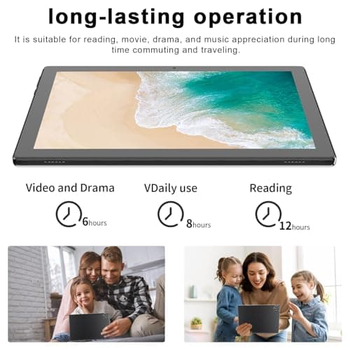 HOTTABLET Tablet 10-inch Android 15, RAM 12GB(4+8Expand) +ROM 64GB, 2+8MP Dual Camera, 6000mAh Battery (Tablet+case+Stylus)(Black) 2