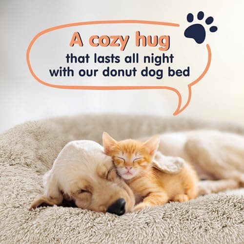 Donut Dog Bed - Premium Comfort for Anxiety Relief - Fluffy & Calming Design with Ultra-Plush Support | Cozy Round Dog Bed with Super Soft Circle Style (Beige, Small) 7