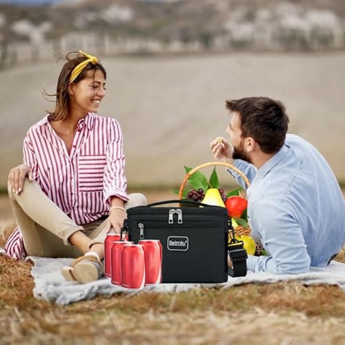 BEIMILY Lunch Box for Men/Women, Small Insulated Lunch Bag, Leak-Proof Soft Cooler Tote Bag, Reusable LunchBox for Work, Travel, Fitness, Picnic with Adjustable Shoulder Strap for Adults (Black) 7