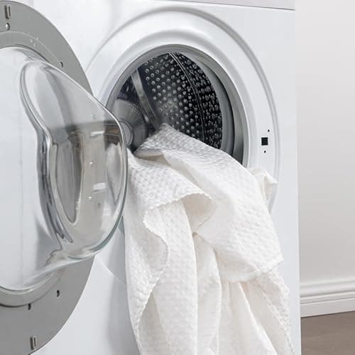 MIYE Pleated Waffle Weave Bed Skirt, Tailored Dust Ruffle 14 Inch Drop Easy Fit, Machine Washable,No Split Corners (White, Queen - 14" Drop) 7