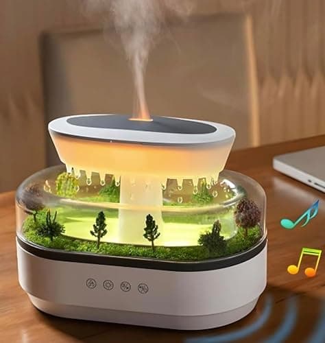 5 in 1 Diffuser Humidifier 250ml, Colorful Light, Raindrop & Natural White Noise, Mini Forest Landscape, Aromatherapy, Natural Sounds. Relaxing Nature Sounds & Sleep Sounds