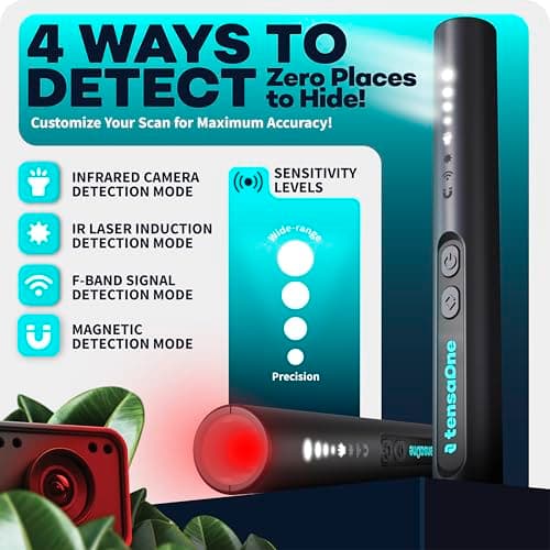 TensaOne Hidden Camera Detectors – Mini Security Device for Audio Video Wireless Threats, Hotel Safety, Home Privacy and GPS Tracker Detection, Pen RF Spy Cam Voice Recorder Bug Finder for Travelers 8
