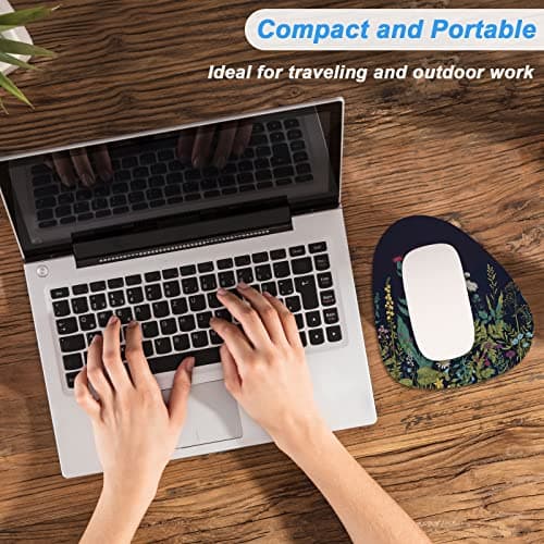 Rimilak Small Mouse Pad 6 x 7 Inch, Irregular Mini Mouse Pad with Non-Slip Rubber Base, Waterproof Compact Mouse Mat for Laptop Computer Wireless Mouse Keyboard Home Office Travel, Midnight Flowers 7
