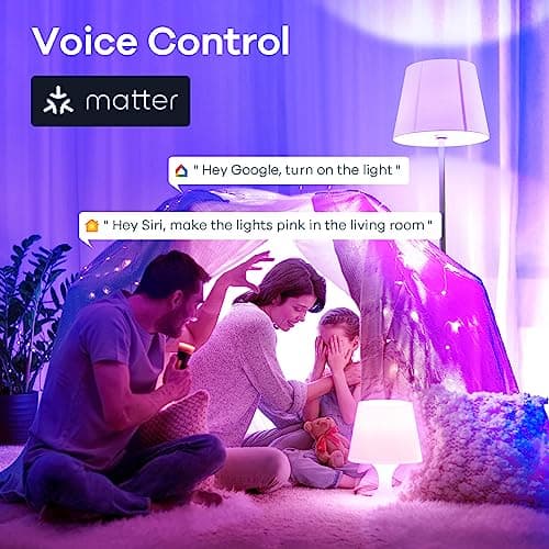 Linkind Matter Smart Light Bulb, Smart Bulbs Work with Apple Home, Siri, Alexa, Google, SmartThings, LED RGBTW Color Changing Bulbs Music Sync,A19 E26 60W 800LM, 2.4GHz WiFi Only, 4 Pack 5
