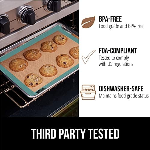 GORILLA GRIP Food Grade Reusable Nonstick Silicone Baking Mat, Oven Safe Cookie Sheet Liners, Up to 500 Degrees, No Mess Easy Clean Pastry Mats, Kitchen Essentials, 11.75x8.25 Quarter Sheet, 2PK, Mint 6