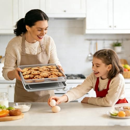 2Pcs Stainless Steel Oven Air Fryer Basket and Tray Replacement for Cuisinar TOA-060 and TOA-065 Toaster Oven Deep Fryer Parts & Accessorie, 12.4"x11" Baking Sheet Tray Pan for Cooking Bread Broiling 7