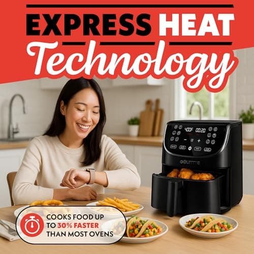 Gourmia Air Fryer - 7 Qt Large Capacity, FryForce 360º, Digital Display with 12 Presets, Roast, Bake, Broil, Dehydrate, Dishwasher Safe Accessories, Black 5