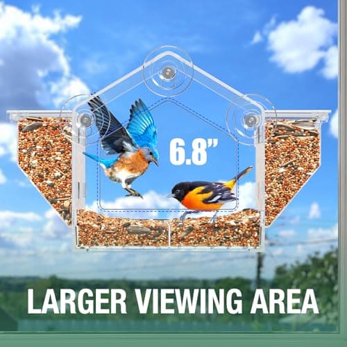 Upgraded Window Bird Feeder with Dual Side Hoppers – High Capacity Outside Birdfeeder for Window – Strong Suction Cups & Adhesive Options, Close-up Viewing for Indoor Cats & Seniors, Ideal Nature Gift 4