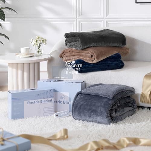 Heated Blanket Electric Full Size with 8 Heat Levels & 10 Time Settings, Heating Blanket with Flannel & Sherpa for Bed, Full Body, Couch, Home Office Use, Machine Washable, Warm Gift (Grey 72"x84") 9