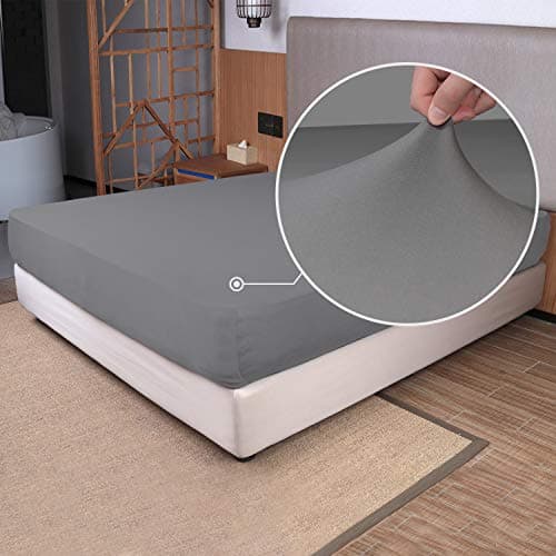 StretchSnug Full/Full XL Size Fitted Sheet Only - 4-Way Stretchy, Snug Fit, Wrinkle Free & Stay in Place, No More Slipping Off for Mattress, Soft & Comfortable - Light Gray