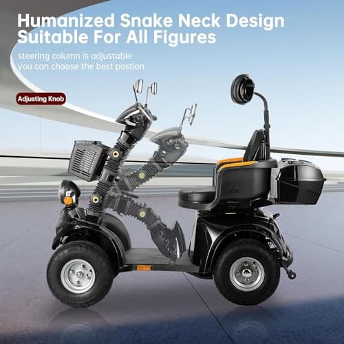 Xmatch Mobility Scooters for Seniors & Adults 600lbs Capacity, Heavy Duty 4-Wheel 3-Speed Electric Powered Wheelchair Device 1000W All Terrain, Elderly-Lockbox Adjustable Seat (DJD Black 1000W) 8